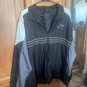 NFL Panthers Reebok Black and Gray Windbreaker Rain Jacket